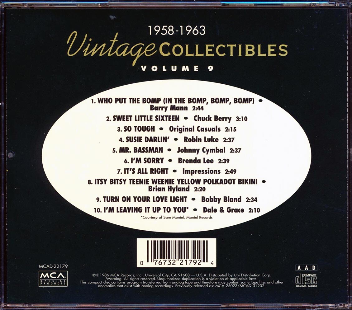 Vintage Collectibles, Vol. 9: 1958-1963 by Various Artists (CD