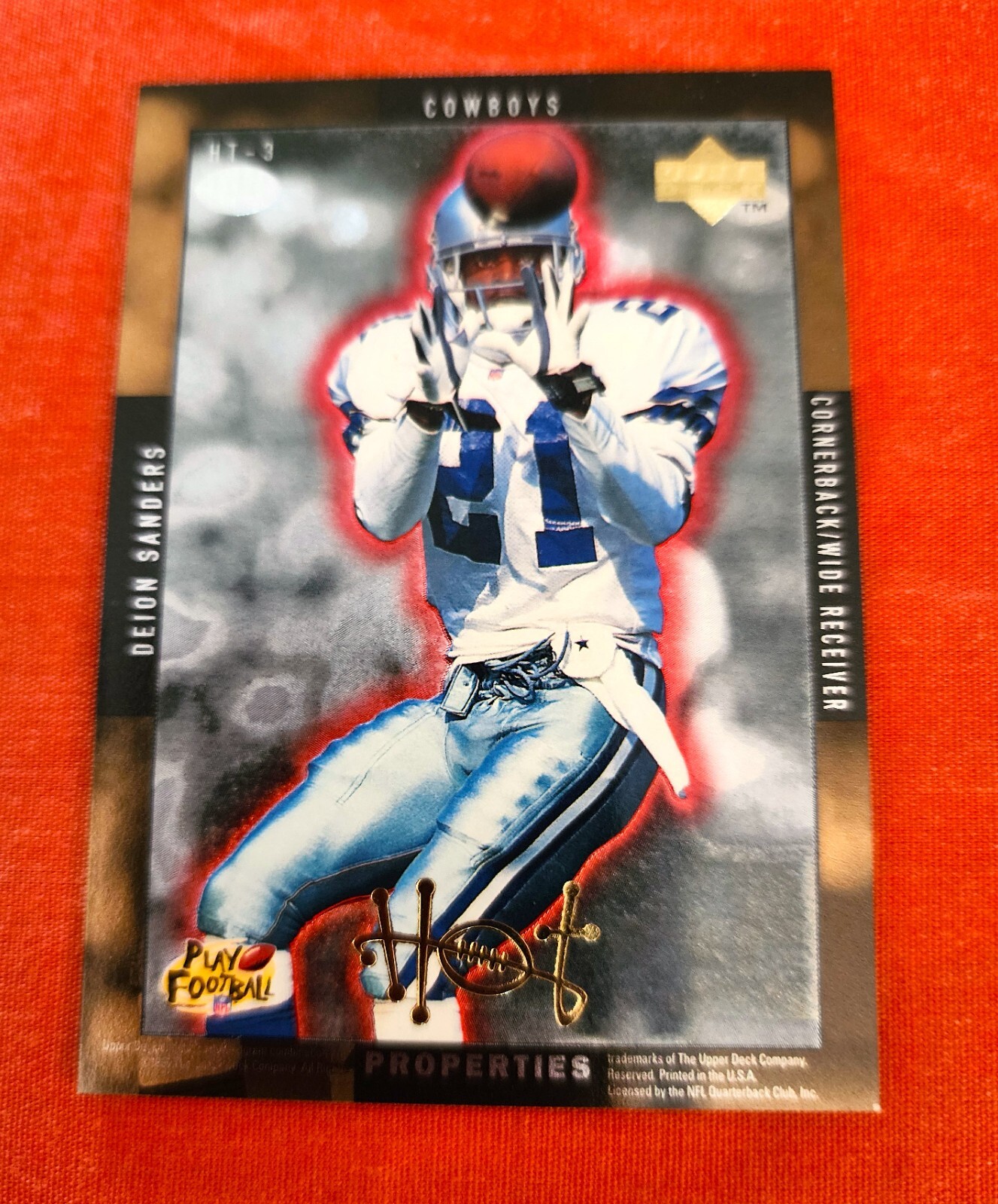 1996 Upper Deck Hot Properties HT-3 Deion Sanders, Kordell Stewart Gold Parallel