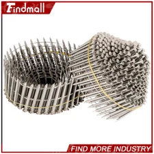 Findmall 1200 Pcs 1-3/4" ×.09" 15 Deg Wire Coil Stainless Steel Siding Nails New