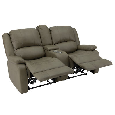 RecPro Charles 67" Double RV Zero Wall Hugger Recliner Sofa With Console - Toffee - View #6