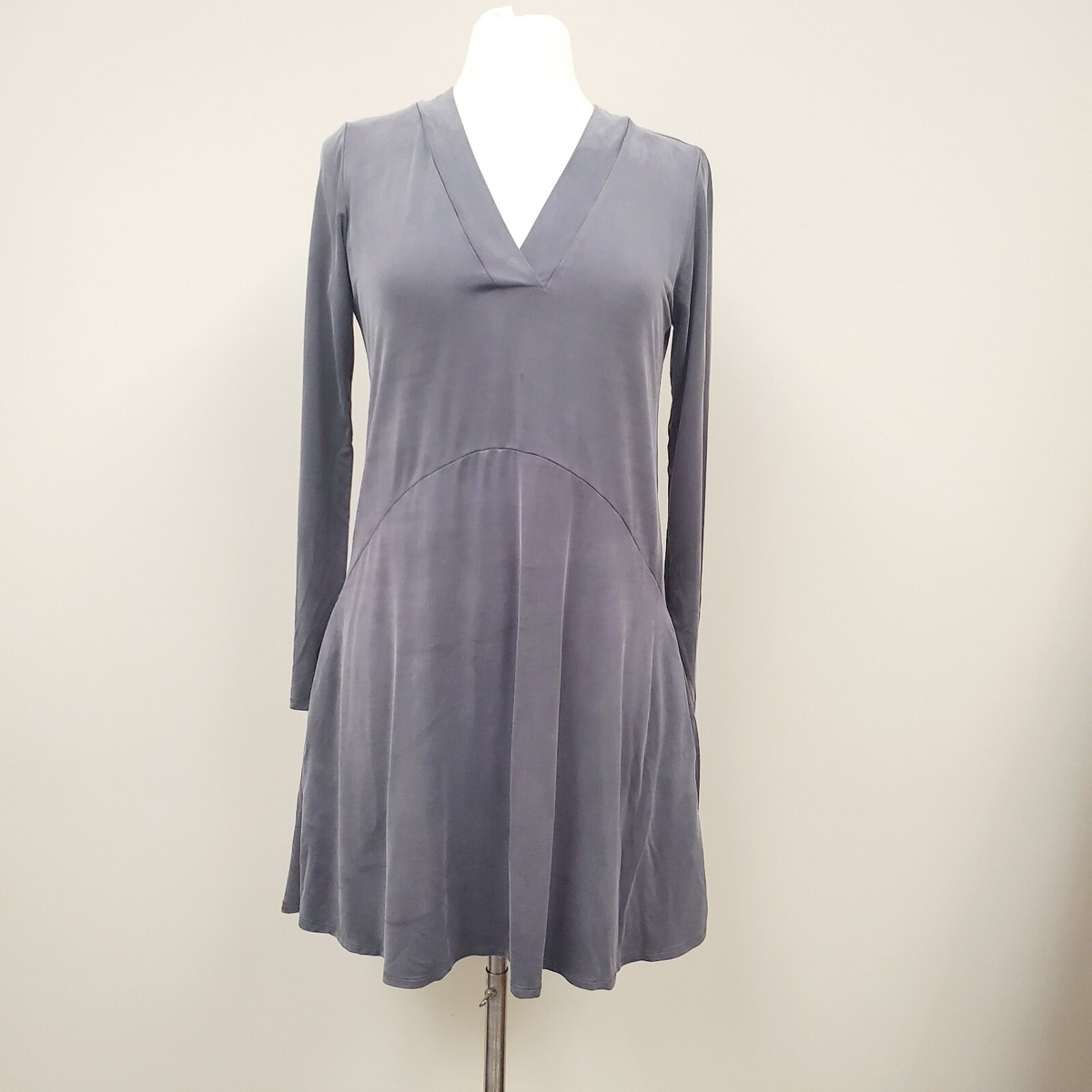 slim fit dress slacks Zapaka Women Grey Blue Long Bridesmaid Dress A-Line V Neck Burnout Velvet Printed Wedding Guest Dress, Grey Blue / US22W main image 1