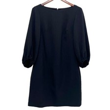 Eliza J Balloon Sleeve Shift Dress Boatneck Black Chiffon Dressy Classic Size 0