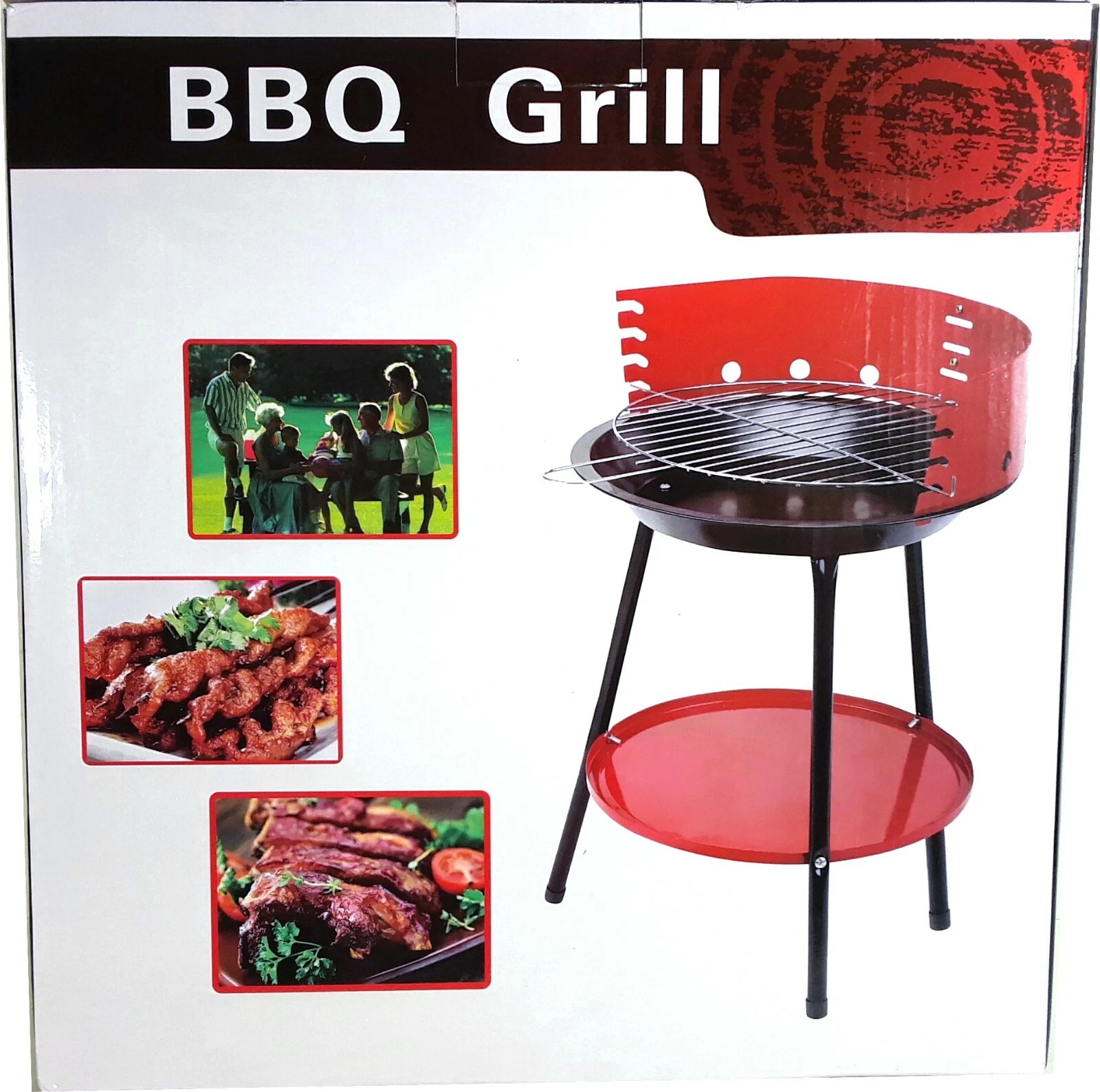 Charcoal BBQ Grill Barbecue Table Top Red Black Portable