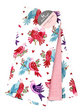 Kitchen Towels Set of 3 dish hand Multicolor Love Birds and Solid Pink