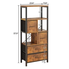 LEADZM Tall Bookcase Bookshelf, 5-Tier 58 Inch Large Bookcases Organizer with Fa