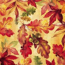 TWO Individual Paper BEVERAGE / COCKTAIL Decoupage Napkins BRIGHT AUTUMN