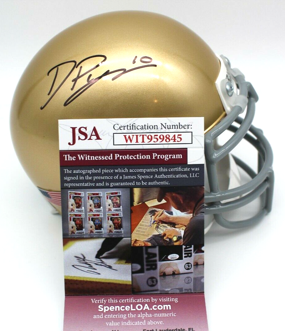 Drew Pyne Autographed Signed Notre Dame Fighting Irish Mini Football Helmet w/JSA COA 