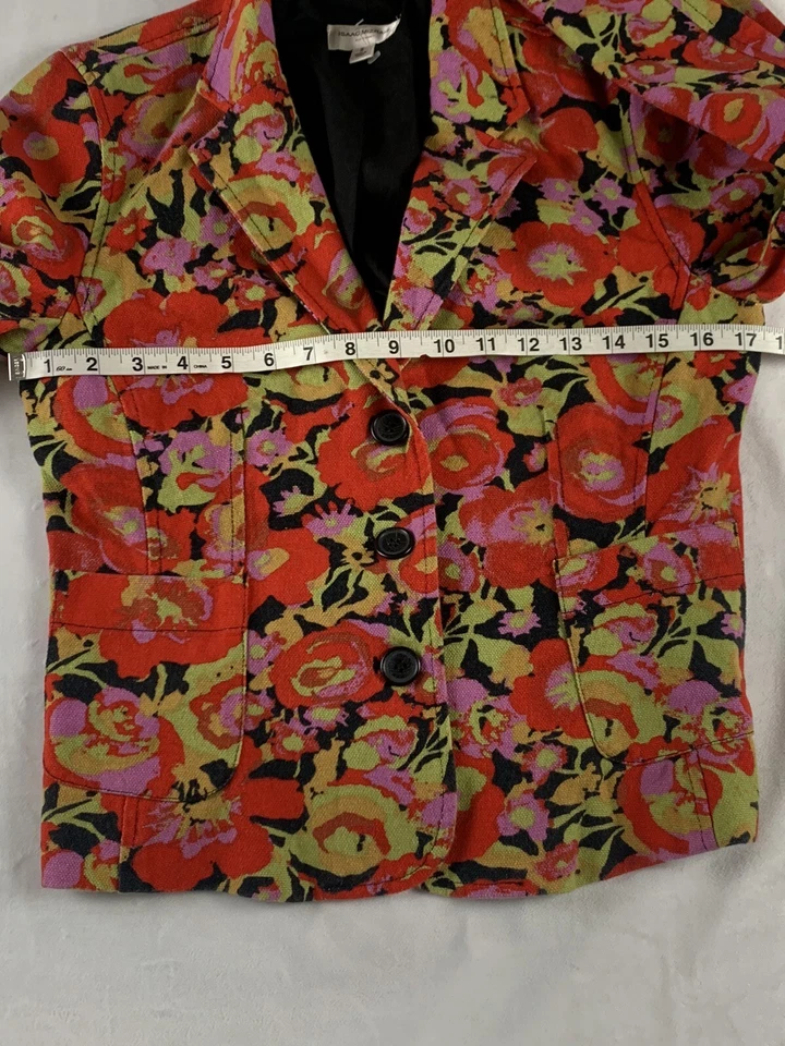 Blazer Isaac Mizrahi Floral Mujer Pequeño S Rojo Verde Chaqueta Nuevo Foto 3 de 4