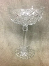 Lovely Vintage 8-1/2" Tall Pressed Glass Compote NICE!!