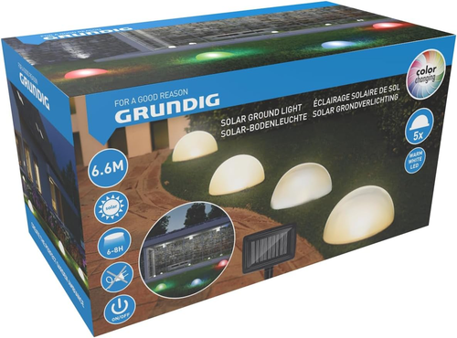 GRUNDIG Led-Solar-Glühbirnen – Mit Erdungsstecker – Halbkugel – 5 Stück – Solarp - Bild 7 von 7