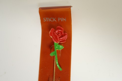 Vintage Pic n Save Red Rose Flower Stick Pin Lapel Brooch Women's Jewelry - Picture 2 of 2