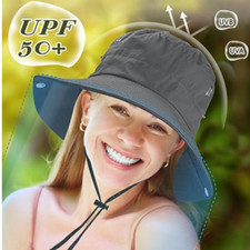 Outdoor UV-Schutz 50++ Sonnenhut Buschhut Schlapphut Herren Damen Anglerhut Grau