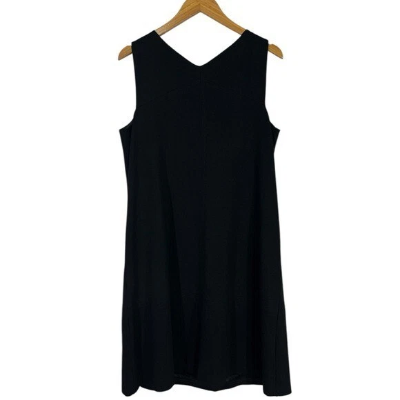 Eileen Fisher 黑色无袖迷笛连衣裙中号弹力圆领 — 第 4/4 张图片