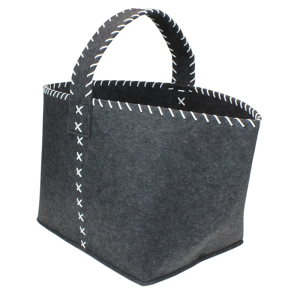 Filztasche Dunkelgrau mit Ziernaht verschiedene Größen oder im Set Filzkorb Filz - Bild 3 von 4