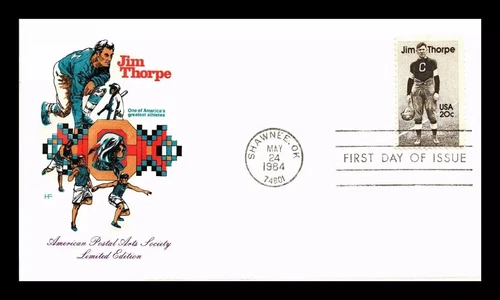 JIM THORPE AMERICAN INDIAN SUPER ATHLETE 1984 FARNAM  CACHET FDC FOOTBALL unadd