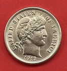 1913 P Barber Silver Dime, Uncirculated.