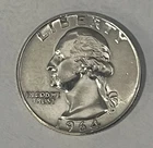 1964-P Washington Quarter Dollar Coin, US, 90% Silver