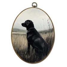 Vintage Black Labrador Dog Wall Art Decor, Rustic Farmhouse Black Lab Color 17