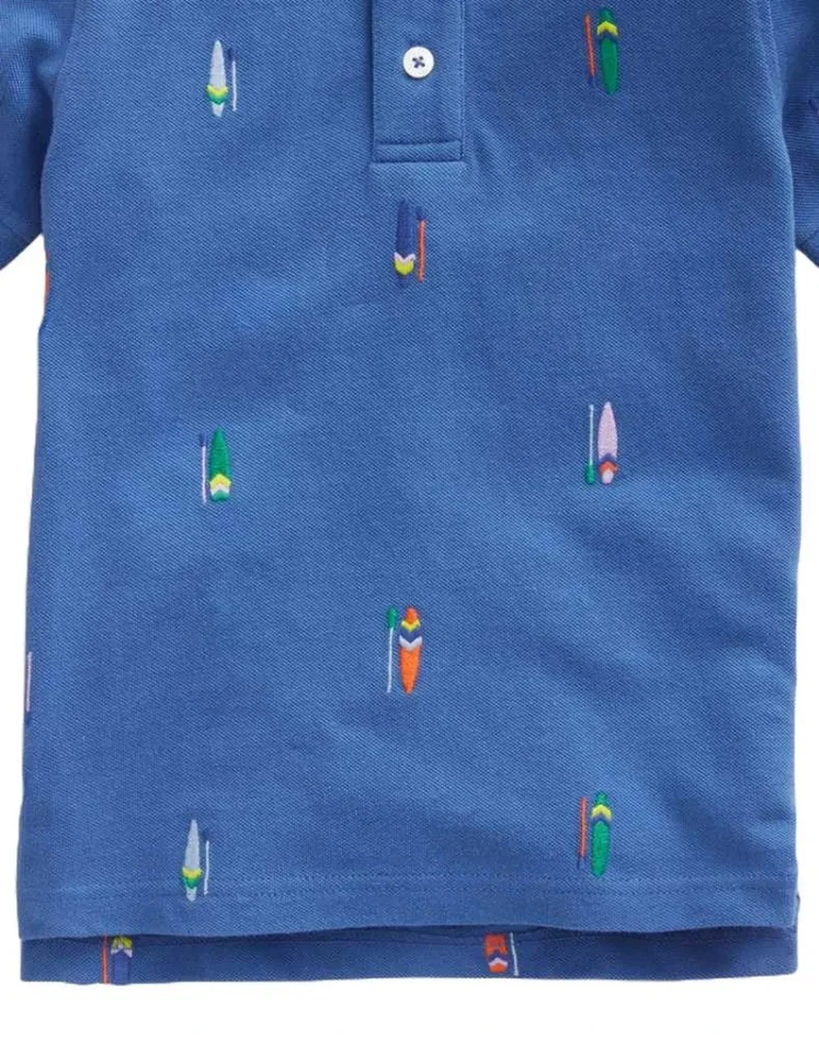Mini Boden NUEVO Polo de Piqué para Niños en Tablas de Paleta Azul Tallas 7-8, 11,13,14 Y Foto 3 de 4