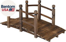 5FT Wooden Garden Bridge Arch Stained Finish Footbridge Decorative Backyard Brid