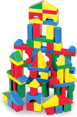 100 Piece Melissa & Doug Wooden Building Blocks Toy Set Classic Toys Kids New