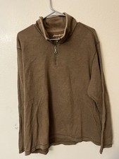 Eddie Bauer Men  s 1/4 Zip Cotton Sweater Brown Heavy Sz XL