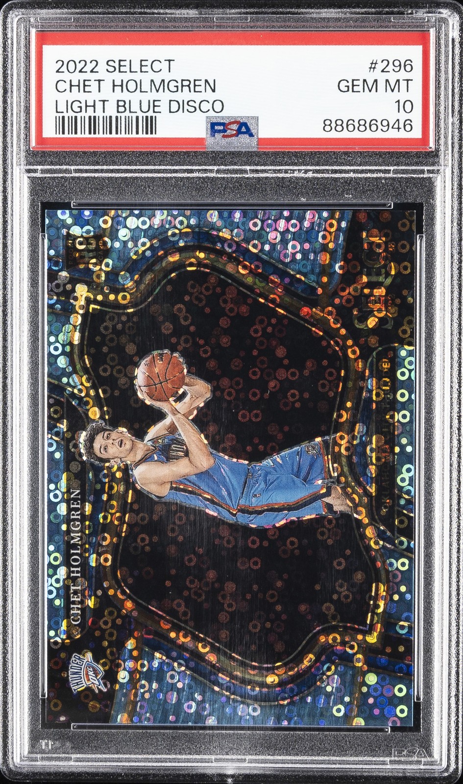 2022 PANINI SELECT LIGHT BLUE DISCO #296 CHET HOLMGREN 36/99 PSA 10