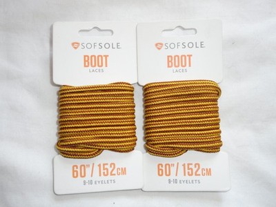 Set of 2 SofSole Brown & Gold 60'' Boot Laces for 9-10 Eyelets - NEW