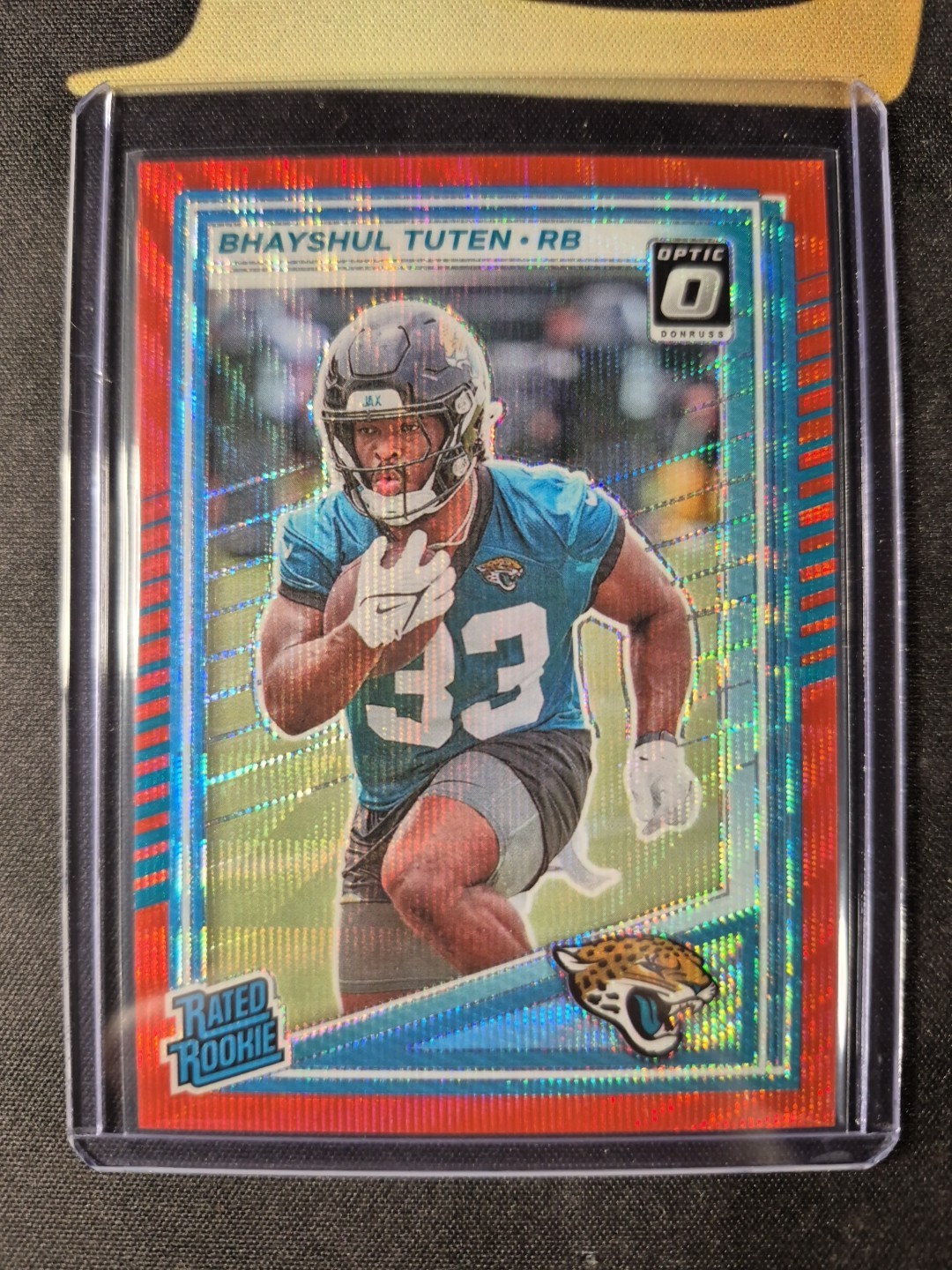 2025 Donruss - Rated Rookie Bhayshul Tuten #333 Optic Preview Red Wave (RC)