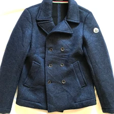 SHOCKLY ITALIAN PEA COAT WOOL COMBO NAVY BLUE  MEDIUM ITA / SMALL US SIZE