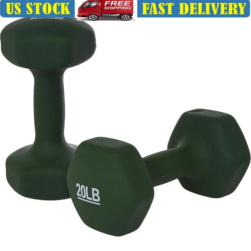 Neoprene Dumbbell Hand Weights Set of 2 20lb Hexagon Non Slip Grip Fitness New