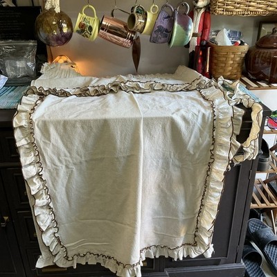 (4 Panels +) Vintage Linen BROWN Cafe Window Curtains Country Cottage Ruffle A37