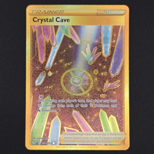 Pokemon TCG Card Crystal Cave 230/203 Evolving Skies Gold Hyper Rare - NM
