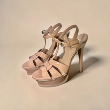 Authentic Saint Laurent YSL Tribute 105 Sandals Nude Platform Heels EU39 US8.5