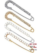 4 Pieces Women Brooch Pins Sweater Shawl Clips Faux Crystal Pearl Brooches