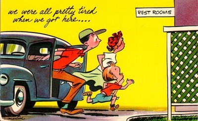 Postcard Chrome We Were All Pretty Tired Rest Rooms P2079