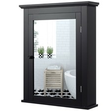 Bathroom Mirror Cabinet Wall Mounted Adjustable Shelf Medicine Black