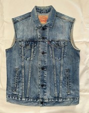 Levi's Men's Relaxed Trucker Denim Jacket Vest Size Medium Blue Medium Wash