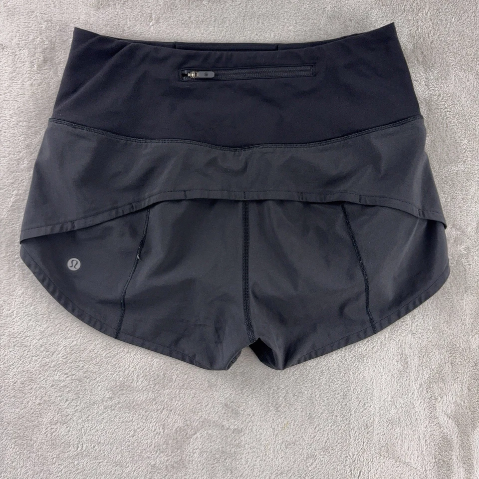 Pantalones cortos Lululemon Speed Up para mujer talla 4 negros rendimiento para correr Foto 2 de 4