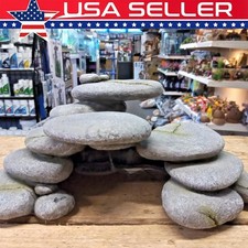 Pebble Stack Rock Effect Fish Tank Cave Hideaway Turtle Aquarium Ornament Grey  