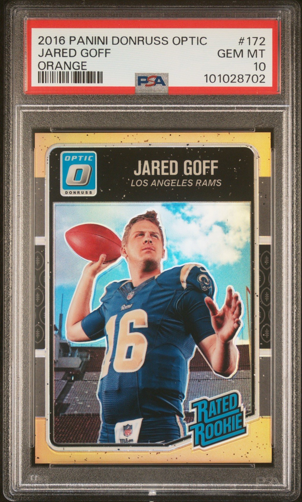 2016 Donruss Optic Rated Orange /199 Jared Goff PSA 10 GEM MT Rookie RC Rams