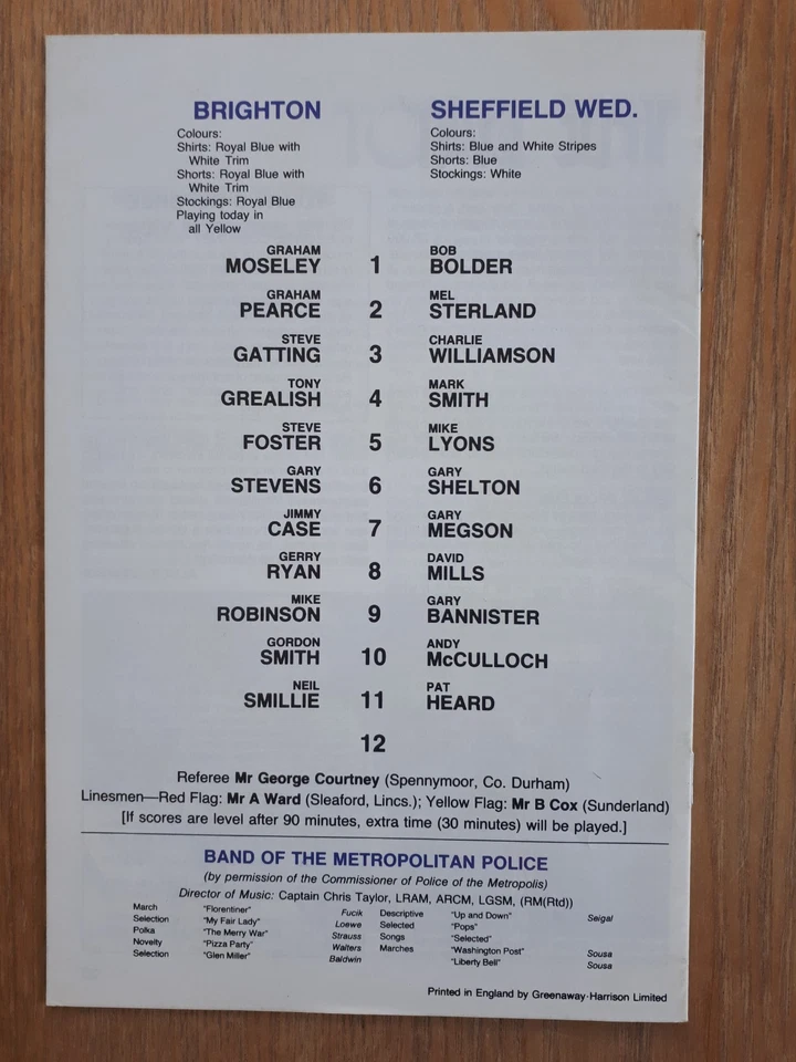 Brighton & Hove Albion v Sheffield Wednesday - 1983 FA Cup Semi-Final Programme - Image 2 of 3
