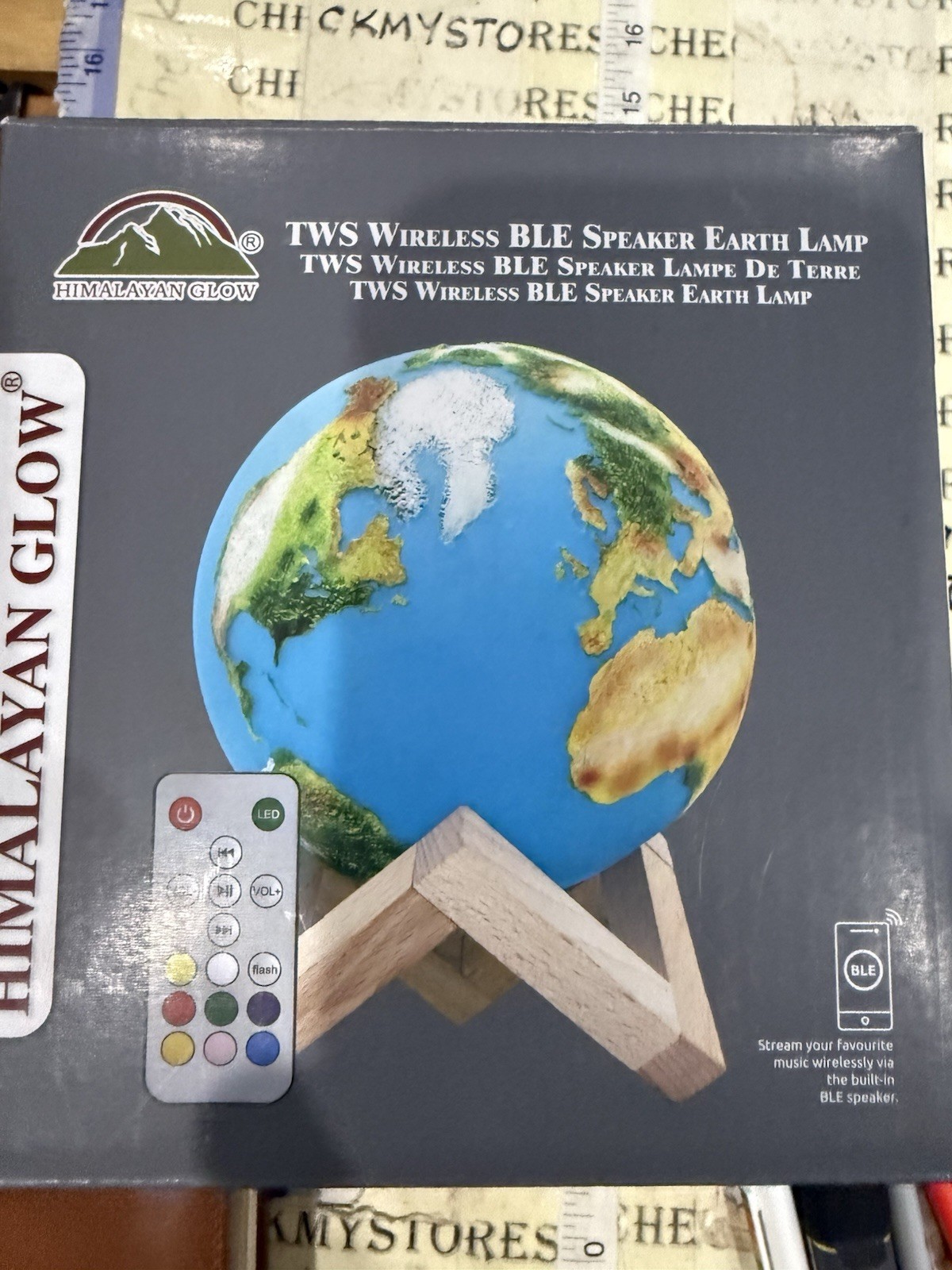 Himalayan Glow Hand-Painted Wireless BLE Speaker Earth Lamp with Remote USB-C