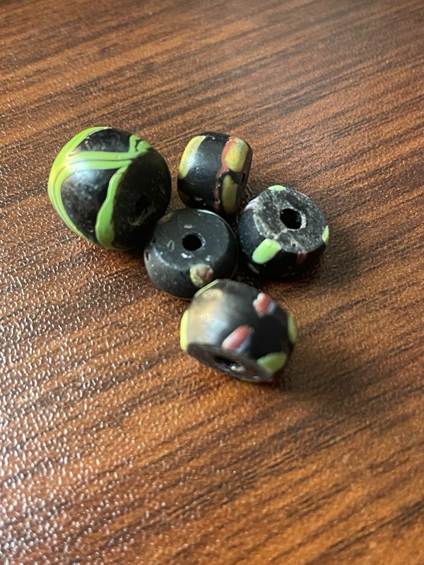 Antique Venetian Black With Green Decorated Beads