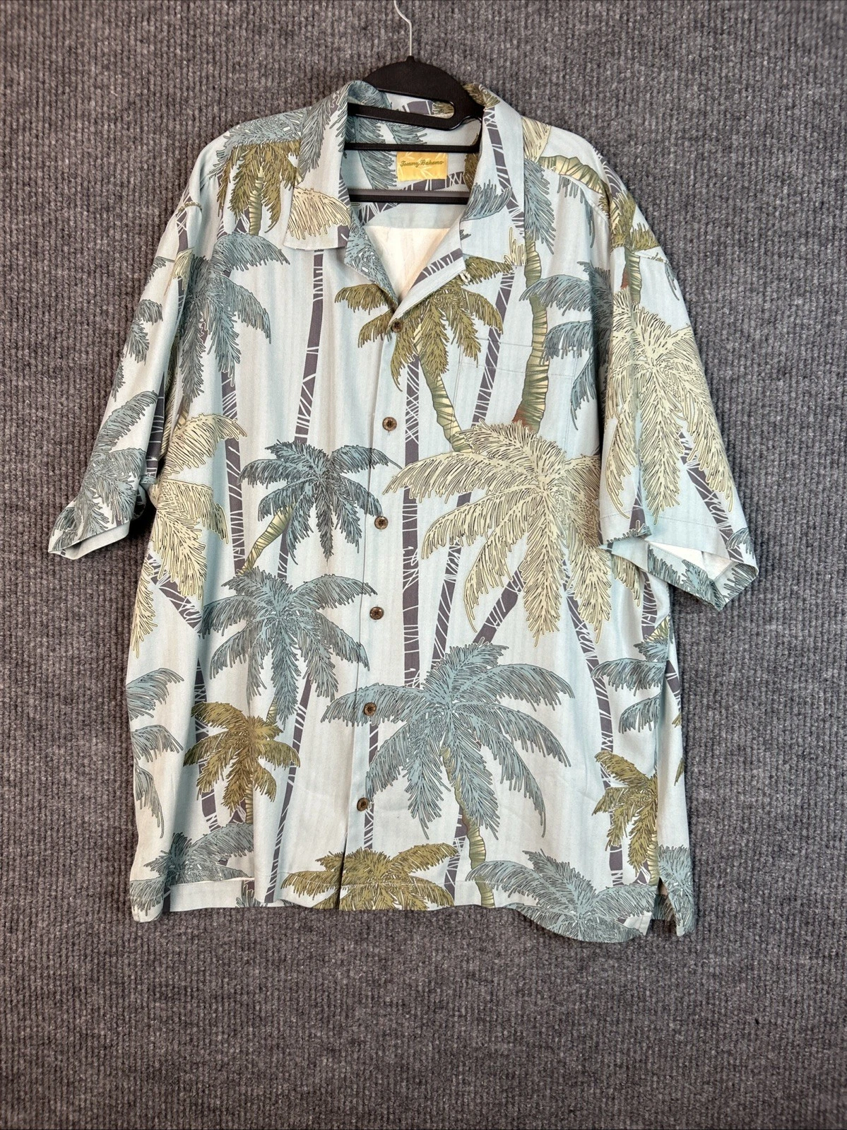 Tommy Bahama Mens Palm Tree Print Button Up Hawaiian Shirt Size XL Silk Resort