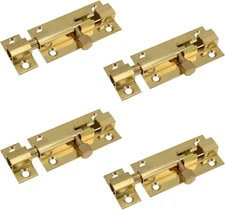 Quluxe 2 Inch Solid Cast Brass Barrel Bolt, Antique Brass Door Slide Latch Lock,