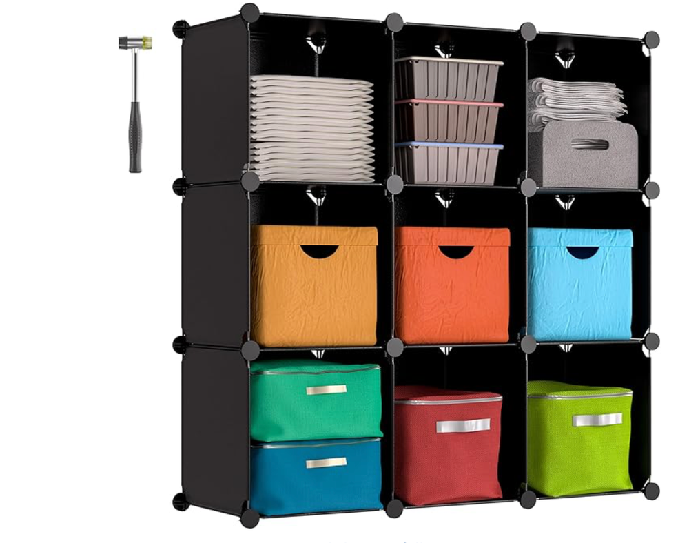 JOISCOPE 9-Cube Plastic Storage Organizer DIY Stackable Closet Shelves