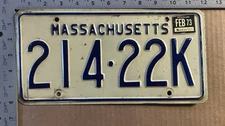 1967 Massachusetts license plate 214-22K YOM DMV Ford Chevy Dodge 22024