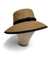 Eric Javits Straw Squishee Cap UPF 50 UV Protection Beige/Black One Size