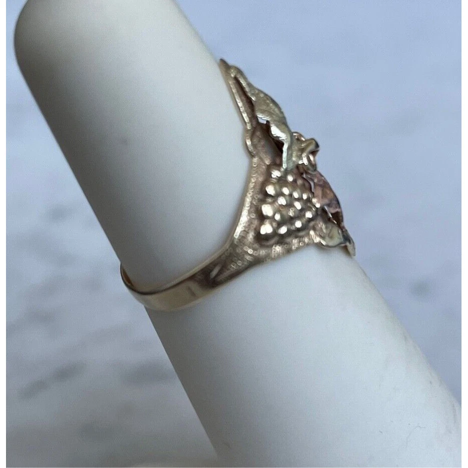 BLACK HILL MULTI-TONE GOLD GRAPES LEAVES RING SIZE 4 SKY - Image 2 of 4